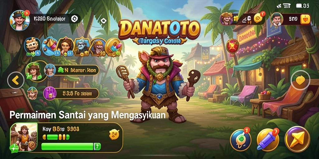 Tampilan permainan <strong>DANATOTO</strong> yang ceria dan penuh warna.