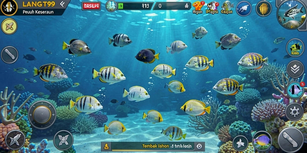 Gameplay seru LANGIT99 dengan aksi menembak ikan.