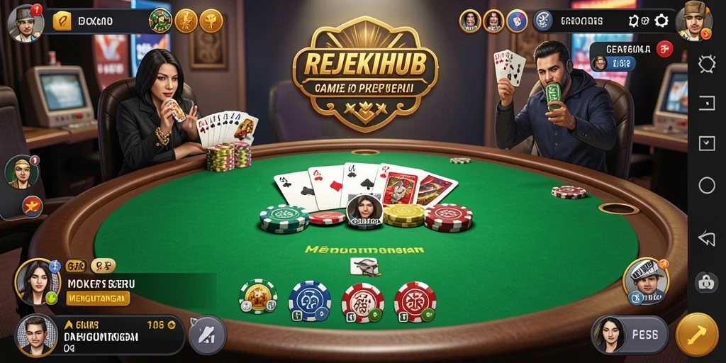 Tampilan gameplay menarik di REJEKIHUB dengan suasana poker yang autentik.